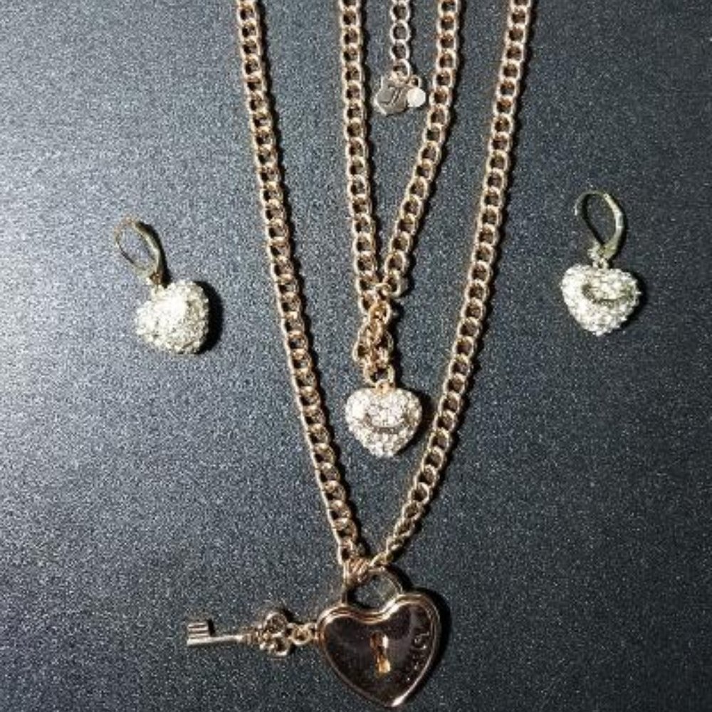 Juicy Couture tiered necklace with set of matching earrings.